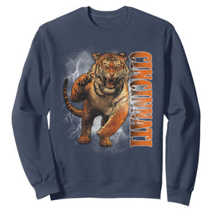 Cincinnati Tiger Sweatshirt Bootleg Vintage TS10 Navy Print Your Wear