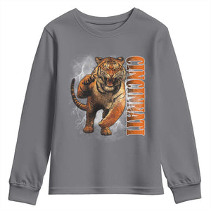 Cincinnati Tiger Youth Sweatshirt Bootleg Vintage TS10 Charcoal Print Your Wear