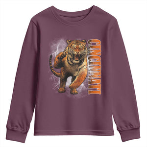 Cincinnati Tiger Youth Sweatshirt Bootleg Vintage TS10 Maroon Print Your Wear