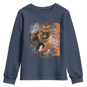 Cincinnati Tiger Youth Sweatshirt Bootleg Vintage TS10 Navy Print Your Wear