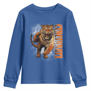 Cincinnati Tiger Youth Sweatshirt Bootleg Vintage TS10 Royal Blue Print Your Wear