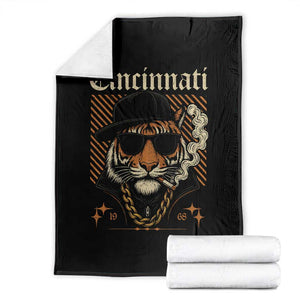 Cincinnati Tiger Throw Blanket Retro Vintage Mascot Sports Fan TS10 Black Print Your Wear