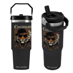Cincinnati Tiger Flip Straw Tumbler Retro Vintage Mascot Sports Fan TS10 One Size: 30 oz Black Print Your Wear
