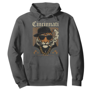 Cincinnati Tiger Hoodie Retro Vintage Mascot Sports Fan TS10 Dark Heather Print Your Wear