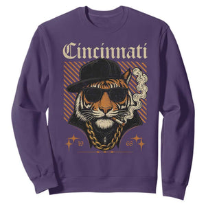 Cincinnati Tiger Sweatshirt Retro Vintage Mascot Sports Fan TS10 Purple Print Your Wear
