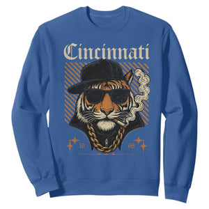 Cincinnati Tiger Sweatshirt Retro Vintage Mascot Sports Fan TS10 Royal Blue Print Your Wear