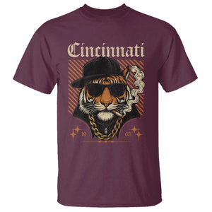Cincinnati Tiger T Shirt Retro Vintage Mascot Sports Fan TS10 Maroon Print Your Wear