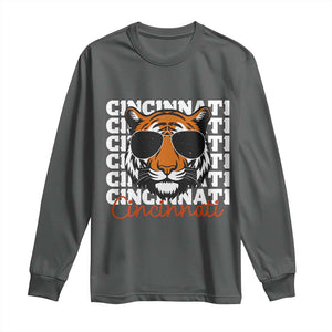 Cincinnati Tiger Long Sleeve Shirt Retro Vintage Novelty Sports Fan TS10 Dark Heather Print Your Wear