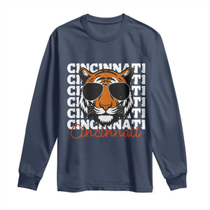 Cincinnati Tiger Long Sleeve Shirt Retro Vintage Novelty Sports Fan TS10 Navy Print Your Wear