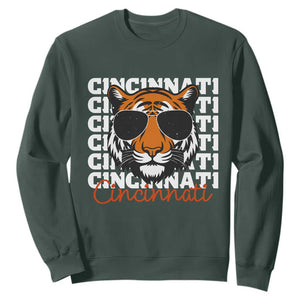 Cincinnati Tiger Sweatshirt Retro Vintage Novelty Sports Fan TS10 Dark Forest Green Print Your Wear