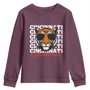 Cincinnati Tiger Youth Sweatshirt Retro Vintage Novelty Sports Fan TS10 Maroon Print Your Wear