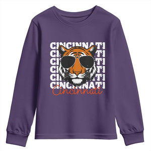 Cincinnati Tiger Youth Sweatshirt Retro Vintage Novelty Sports Fan TS10 Purple Print Your Wear