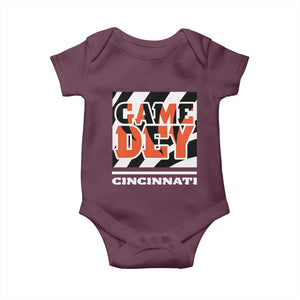 BFT Game Day Baby Onesie Retro Vintage Game Dey White Stripes TS10 Maroon Print Your Wear