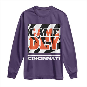 BFT Game Day Long Sleeve Shirt Retro Vintage Game Dey White Stripes TS10 Purple Print Your Wear