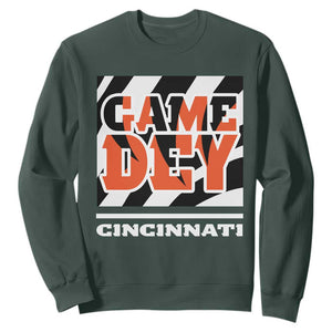 Cincinnati Sweatshirt Retro Vintage Game Dey White Stripes TS10 Dark Forest Green Print Your Wear