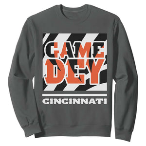 Cincinnati Sweatshirt Retro Vintage Game Dey White Stripes TS10 Dark Heather Print Your Wear