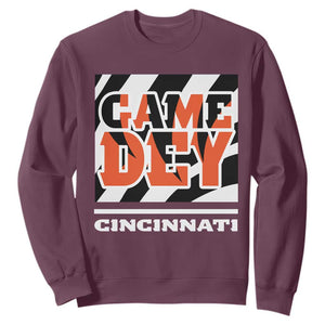 Cincinnati Sweatshirt Retro Vintage Game Dey White Stripes TS10 Maroon Print Your Wear