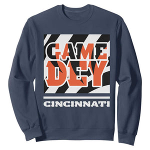Cincinnati Sweatshirt Retro Vintage Game Dey White Stripes TS10 Navy Print Your Wear