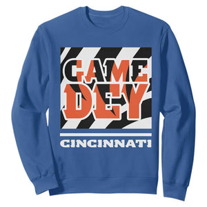 Cincinnati Sweatshirt Retro Vintage Game Dey White Stripes TS10 Royal Blue Print Your Wear