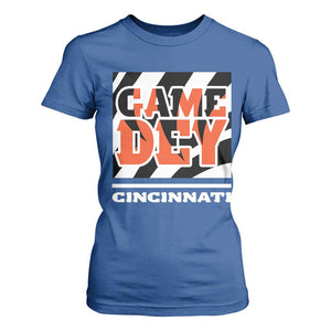 BFT Game Day T Shirt For Women Retro Vintage Game Dey White Stripes TS10 Royal Blue Print Your Wear