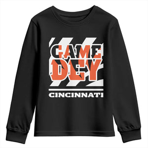BFT Game Day Youth Sweatshirt Retro Vintage Game Dey White Stripes TS10 Black Print Your Wear