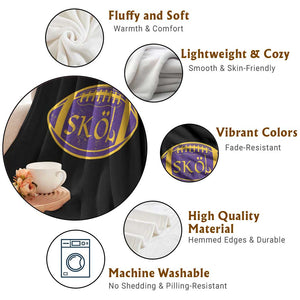 Skol Football Throw Blanket Retro Nordic Scandinavian Warrior Vikings Axe TS10 Print Your Wear