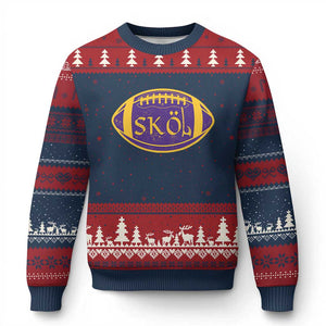 Skol Football Ugly Christmas Sweater Retro Nordic Scandinavian Warrior Vikings Axe TS10 Navy Red Print Your Wear