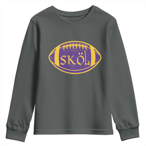 Skol Football Youth Sweatshirt Retro Nordic Scandinavian Warrior Vikings Axe TS10 Dark Heather Print Your Wear