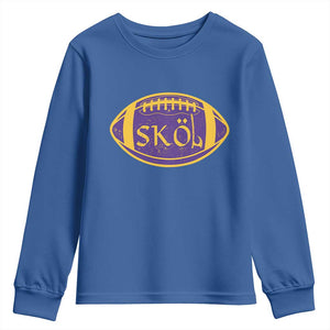Skol Football Youth Sweatshirt Retro Nordic Scandinavian Warrior Vikings Axe TS10 Royal Blue Print Your Wear