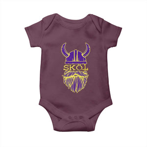 Skol Nordic Scandinavian Warrior Helmet Baby Onesie Retro Football Sports Fan MFV TS10 Maroon Print Your Wear
