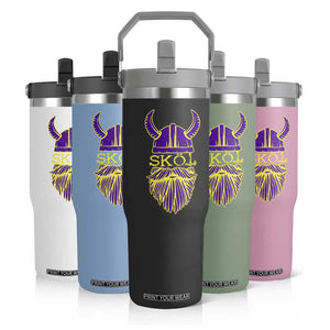 Skol Nordic Scandinavian Warrior Helmet Flip Straw Tumbler Retro Football Sports Fan MFV TS10 Print Your Wear
