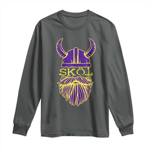 Skol Nordic Scandinavian Warrior Viking Helmet Long Sleeve Shirt TS10 Dark Heather Print Your Wear