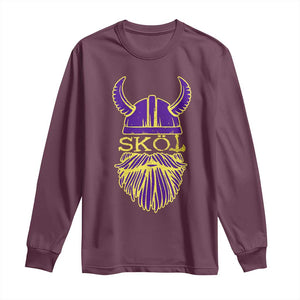 Skol Nordic Scandinavian Warrior Viking Helmet Long Sleeve Shirt TS10 Maroon Print Your Wear
