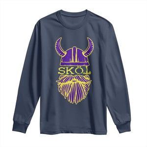 Skol Nordic Scandinavian Warrior Helmet Long Sleeve Shirt Retro Football Sports Fan MFV TS10 Navy Print Your Wear