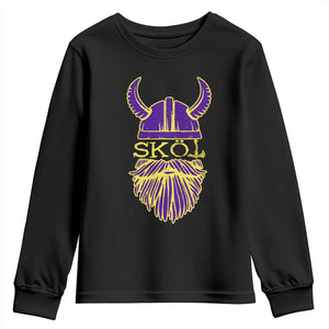 Skol Nordic Scandinavian Warrior Helmet Youth Sweatshirt Retro Football Sports Fan MFV TS10 Black Print Your Wear