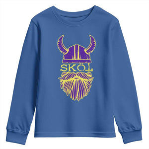 Skol Nordic Scandinavian Warrior Helmet Youth Sweatshirt Retro Football Sports Fan MFV TS10 Royal Blue Print Your Wear