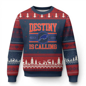 Buffalo Football Ugly Christmas Sweater Funny Vintage 90s Bills Fan TS10 Navy Red Print Your Wear
