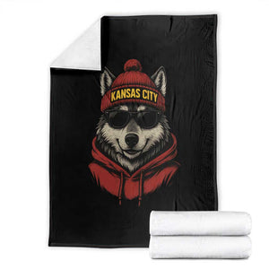 Kansas City Throw Blanket Vintage Retro Wolf Mascot TS10 Black Print Your Wear