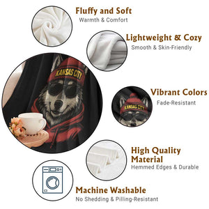 Kansas City Throw Blanket Vintage Retro Wolf Mascot TS10 Print Your Wear