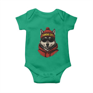 Kansas City Baby Onesie Vintage Retro Wolf Mascot TS10 Irish Green Print Your Wear