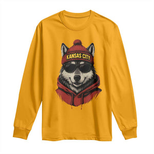 Kansas City Long Sleeve Shirt Vintage Retro Wolf Mascot TS10 Gold Print Your Wear