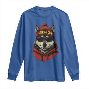 Kansas City Long Sleeve Shirt Vintage Retro Wolf Mascot TS10 Royal Blue Print Your Wear