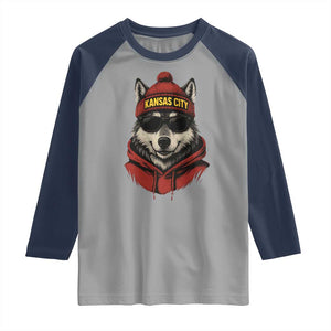 KC Game Day Raglan Shirt Vintage Retro Football Mascot TS10 Sport Gray Navy Print Your Wear