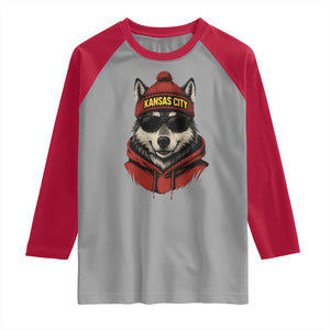KC Game Day Raglan Shirt Vintage Retro Football Mascot TS10 Sport Gray Red Print Your Wear