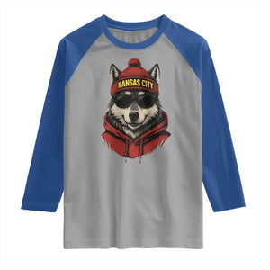 KC Game Day Raglan Shirt Vintage Retro Football Mascot TS10 Sport Gray Royal Print Your Wear
