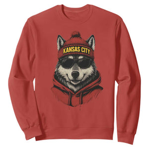 Kansas City Sweatshirt Vintage Retro Wolf Mascot TS10 Red Print Your Wear