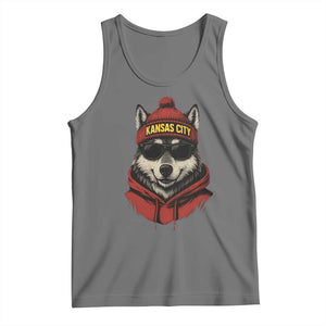 Kansas City Tank Top Vintage Retro Wolf Mascot TS10 Black Heather Print Your Wear