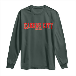 KC Game Day Long Sleeve Shirt Retro Style 90s Vintage Unisex Varisty Football TS10 Dark Forest Green Print Your Wear