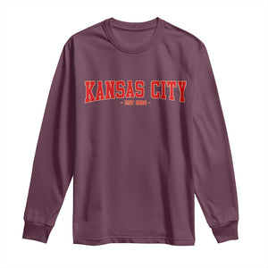 Kansas City Long Sleeve Shirt Retro Style 90s Vintage Unisex Varisty TS10 Maroon Print Your Wear