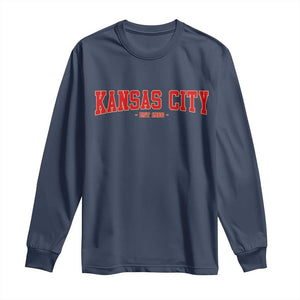 KC Game Day Long Sleeve Shirt Retro Style 90s Vintage Unisex Varisty Football TS10 Navy Print Your Wear